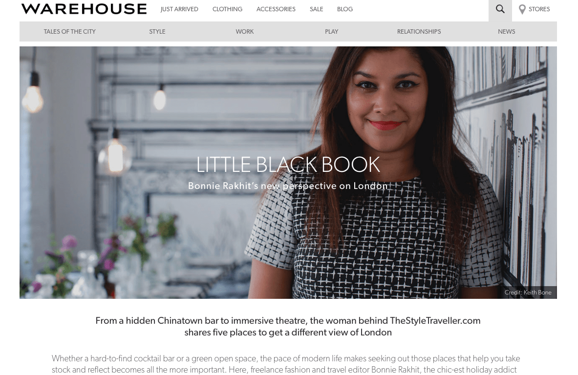 TheStyleTraveller guides on Warehouse.co.uk - Sept 14