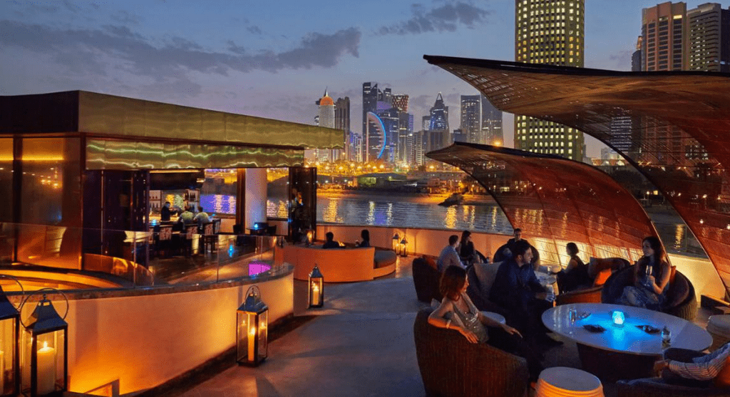 The bar terrace at Nobu Doha