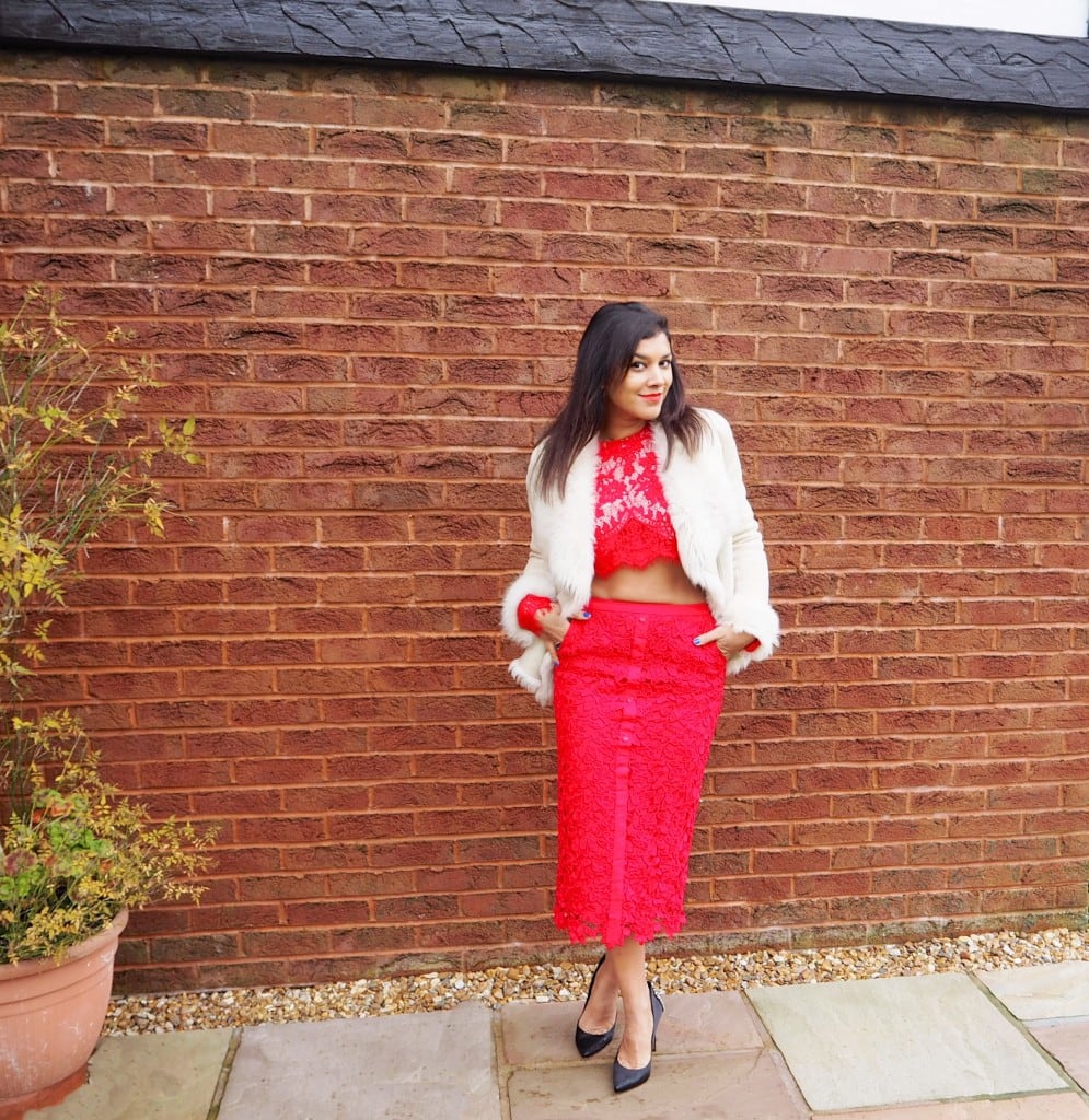 What to wear for Xmas and New Year's Eve? Red lace and bling shoes of course!