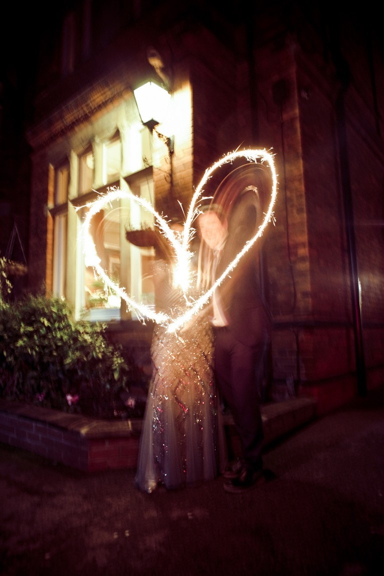 Wedding day sparklers heart