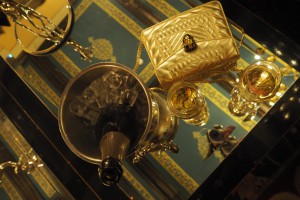 Bulgari bag and champagne