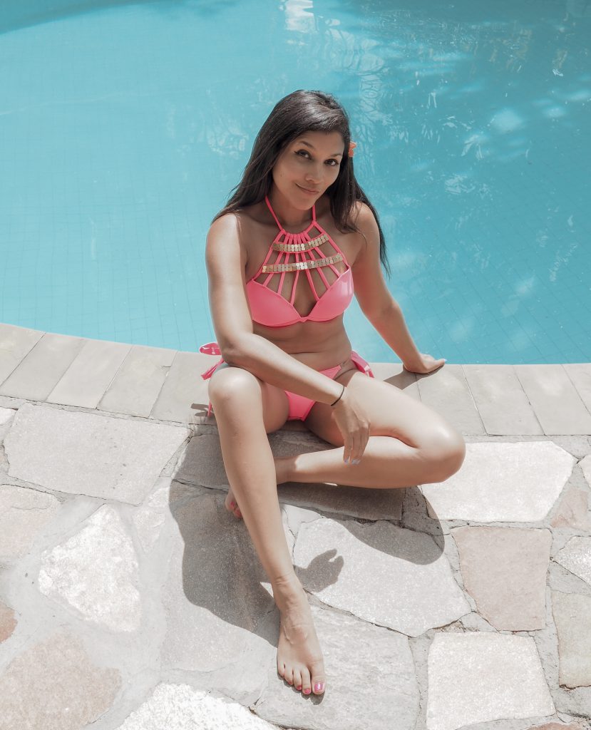 Bonnie Rakhit staying at fairmont Mount Kenya in Bahimi Beachwear