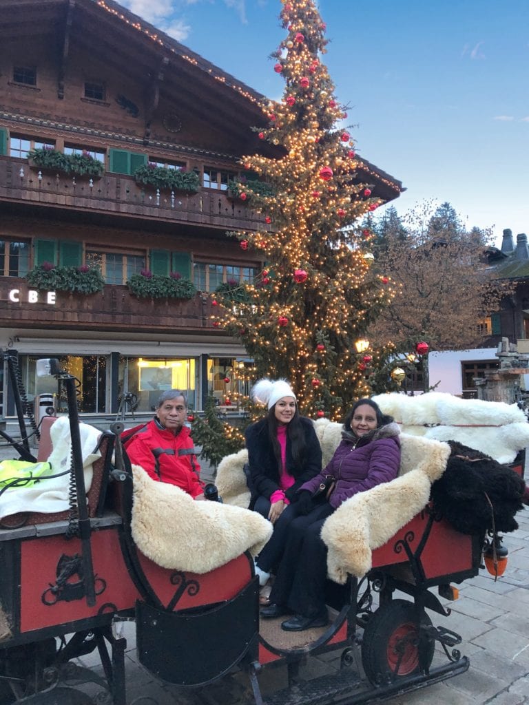 Bonnie Rakhit style traveller, family ski holiday horse carriage ride