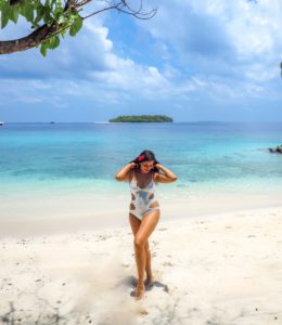 Bonnie rakhit private beach Westin Maldives Melissa odabash swimsuit
