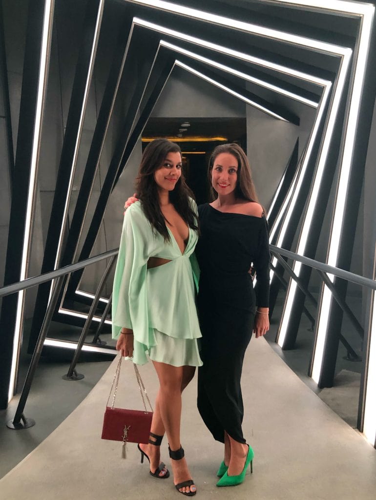 Bonnie Rakhit and Lorna Kirk at Akira Back restaurant w the palm dubai