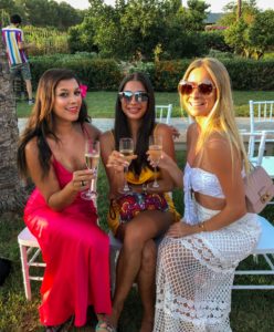 Bonnie Rakhit photo wall Atzaro Hotel 15th Anniversary Celebration hotels ibiza dominica blonde flamingo