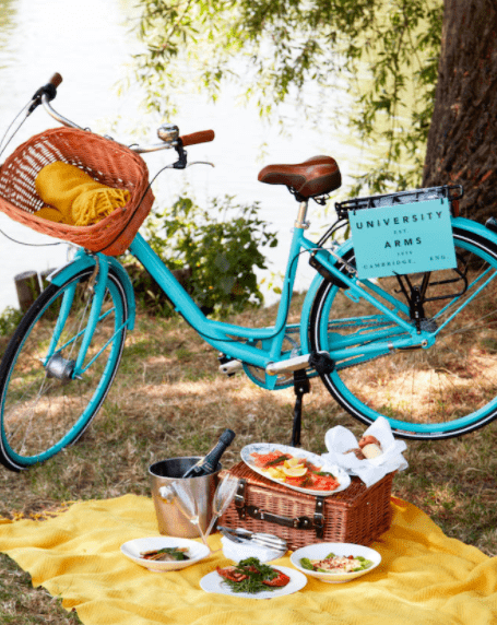 University Arms Hotel, Cambridge bycycle and picnic