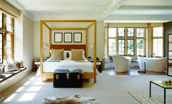 bedroom at Foxhill manor uk staycation