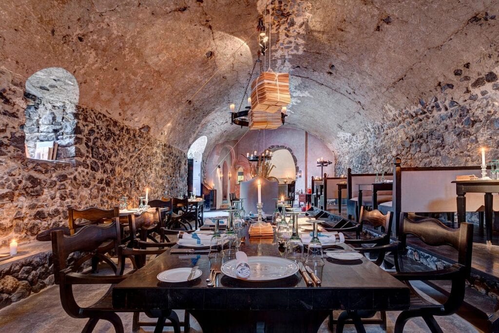 alati restaurant luxury dining santorini wine cellar Vedema hotel