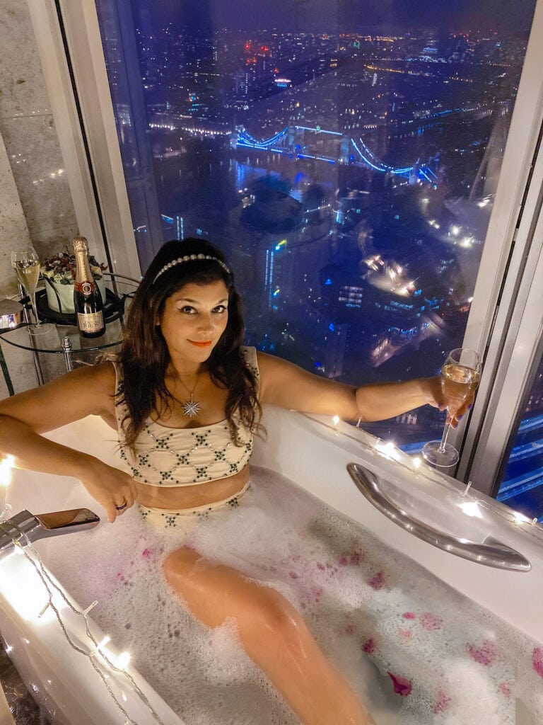 London's Shangri La at the Shard romantic valentines Bonnie Rakhit rose bath