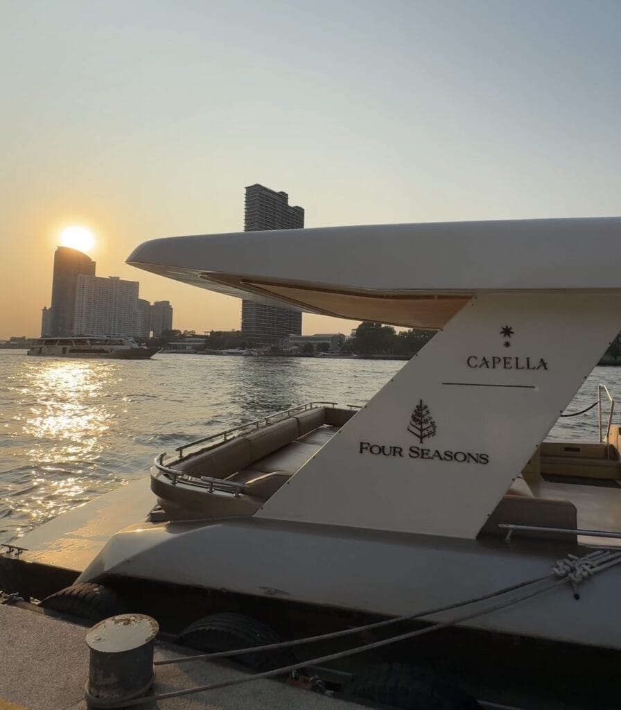 The boat on the Chao Praya River, cappella Bangkok best hotel in the world